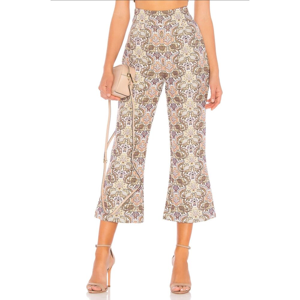 For Love & Lemons Brocade Flared Cropped Pant